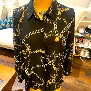 Philosophy button down blouse with chain pattern like new